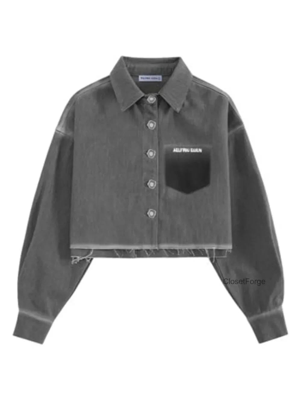 Cropped Denim Jacket Washed Grey Vintage Spring Jacket
